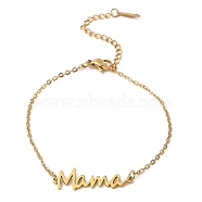 Mother's Day 304 Stainless Steel Ma Ma Link Chains Bracelets, for Women, Golden, 7-3/8 inch(18.8cm)(BJEW-Q335-01A-G)