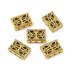 Tibetan Style Alloy Multi-Strand Links, Rectangle, Antique Golden, 17x12x4mm, Hole: 1.4mm(PALLOY-C154-35AG)