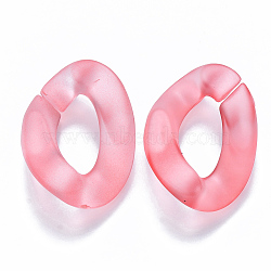 Transparent Acrylic Linking Rings, Quick Link Connectors, for Curb Chains Making, Frosted, Twist, Light Coral, 30x21x6mm, Inner Diameter: 16x8mm(OACR-S036-001B-K03)