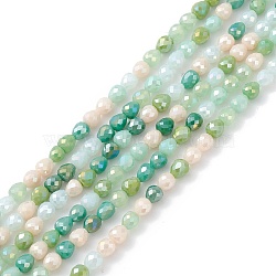 Gradient Color Electroplate Glass Bead Strands, AB Color Plated, Faceted, Teardrop, Dark Sea Green, 4.6x4mm, Hole: 1mm, about 99~101pcs/strand, 18.19~18.5 inch(46.2~47cm)(GLAA-E042-04E)