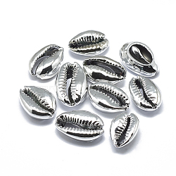 Natural Sea Shell Beads, No Hole/Undrilled, Silver, 19~25x13~18x7.5mm(SSHEL-Q298-23)