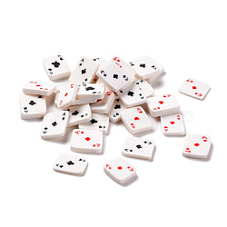 Handmade Polymer Clay Beads, Mini Playing Card, No Hole, Rectangle with Spade Ace or Heart Ace or Diamond Ace or Club Ace, Mixed Color, 9~9.5x6~7x1.5~2.5mm, about 1176pcs/200g(CLAY-B002-01)