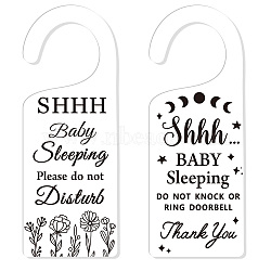Acrylic Notice Door Hanger Sign, Public Warning Sign for Baby Sleeping, Word, 240x90x5mm, 2pcs/set(AJEW-WH0501-001)