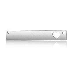 Anti-Tarnish 304 Stainless Steel Links Connectors, Manual Polishing, Rectangle with Hollow Heart, Laser Cut, Stainless Steel Color, 36x6x1.7mm, Hole: 1.4mm(STAS-I311-09A-P)