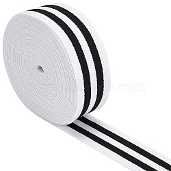 Flat Elastic Rubber Cord/Band, Webbing Garment Sewing Accessories, Black & White, 40mm(OCOR-BC0001-33)