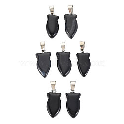 Natural Banded Agate/Striped Agate Pendants, with Light Gold Plated Iron Findings, Owl, Dyed & Heated, Black, 22.5~23.5x11~12.5x4.5~6mm, Hole: 4.5x6mm(G-N326-128-A05)