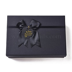Rectangle Cardboard Gift Boxes, with Bowknot & Lids, for Birthday, Wedding, Baby Shower, Black, 25.5x18x7cm(CON-C010-01A)