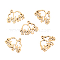 Ion Plating(IP)  201 Stainless Steel Pendants, Elephant, Golden, 16x20x1mm, Hole: 1.6mm(STAS-K003-06G)