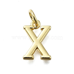 Brass Pendants, With Jump Ring, Long-Lasting Plated, Lead Free & Cadmium Free, Rack Plating, Real 18K Gold Plated, Letter X, 12x8x2mm, Hole: 3mm(KK-K400-51G-X)