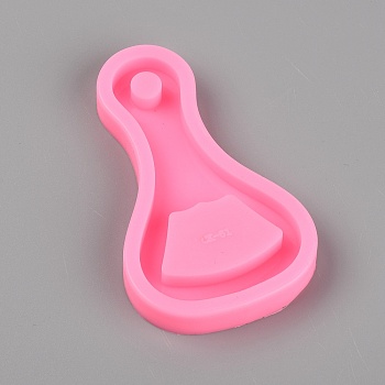 Food Grade Silicone Beer Opener Pendant Molds, Resin Casting Molds, UV Resin & Epoxy Resin Craft Making, Hot Pink, 82x48.5x9mm, Hole: 8mm, Inner Diameter: 75x41.5mm