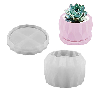 DIY Round Vase & Tray Silicone Molds, Resin Casting Molds, for UV Resin, Epoxy Resin Craft Making, White, 97~98x17~64mm