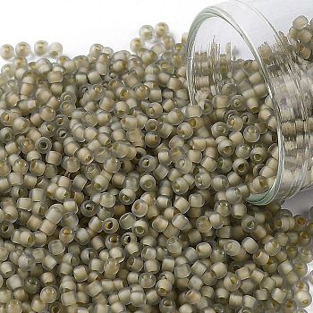 TOHO Round Seed Beads, Japanese Seed Beads, (369FM) Beige Lined Crystal Matte, 11/0, 2.2mm, Hole: 0.8mm, about 3000pcs/10g