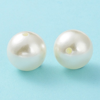 Imitated Pearl Acrylic Beads, Round, Creamy White, 24.5x25mm, Hole: 3mm, about 61pcs/500g
