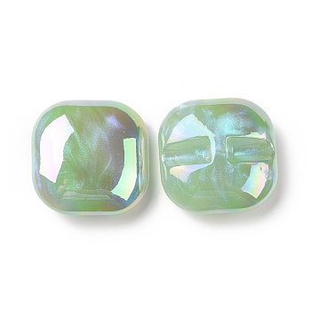 Opaque Acrylic Beads, AB Color Plated, Square, Dark Sea Green, 34.5x34.5x14mm, Hole: 3mm
