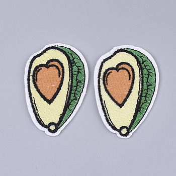 Computerized Embroidery Cloth Iron on/Sew on Patches, Appliques, Costume Accessories, Fruit/Avocado, Colorful, 41x63x1.5mm