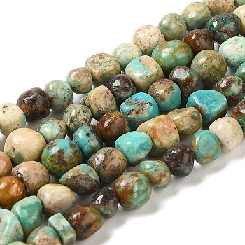 Natural Turquoise Beads Strands, Nuggets, Tumbled Stone, 5~8x5~8x2.5~6mm, Hole: 0.6mm, about 67pcs/strand, 15.75''(40cm)