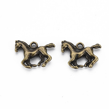 Tibetan Style Alloy Pendants, Cadmium Free & Nickel Free & Lead Free, Horse, Antique Bronze, 14x19x3mm, Hole: 2mm, about 640pcs/1000g