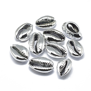 Natural Sea Shell Beads, No Hole/Undrilled, Silver, 19~25x13~18x7.5mm
