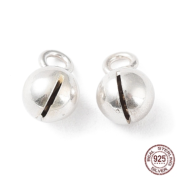 925 Sterling Silver Pendants, Soniferous Bell Charm, Silver, 8.2x5.2x5.1mm, Hole: 1.6mm