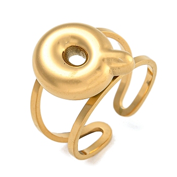 304 Stainless Steel Finger Ring, Real 18K Gold Plated Cuff Ring, Letter Q, Inner Diameter: 18mm, Letter: 14~15x6.5~19mm