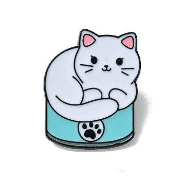 Black Alloy Brooches, Enamel Pins, for Backpack Clothes, Cat Shape, 29.5x24.5x1.5mm