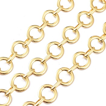 Brass Rolo Chains, with Spool, Unwelded, Real 18K Gold Plated, 12x7x2.5mm and 15x1.5mm