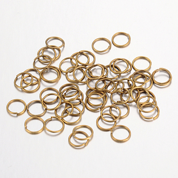 Iron Open Jump Rings, Nickel Free, Antique Bronze, 8x0.7mm, 21 Gauge, Inner Diameter: 6.6mm, about 12500pcs/1000g