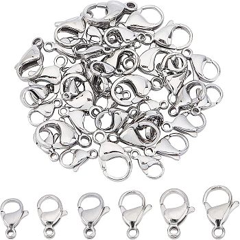 UNICRAFTALE 304 Stainless Steel Lobster Claw Clasps, Manual Polishing, Grade A, Stainless Steel Color, 48pcs/box