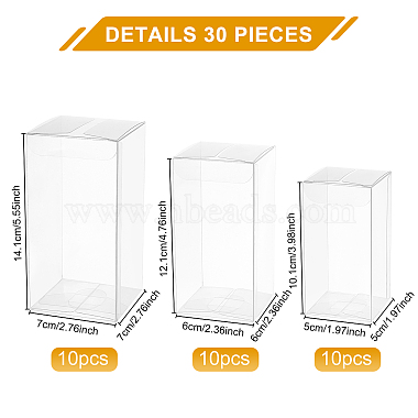 benecreat 30шт. 3 прямоугольная прозрачная пластиковая коробка из ПВХ в подарочной упаковке(CON-BC0002-22)-2
