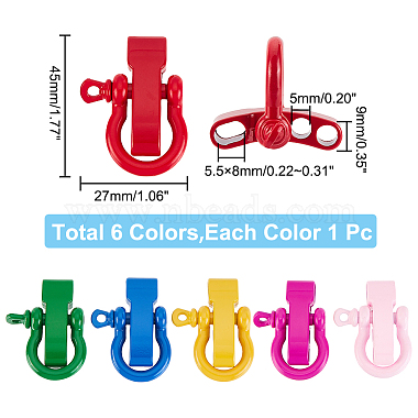 6Pcs 6 Colors Zinc Alloy D-Ring Anchor Shackle Clasps(FIND-NB0002-96)-2
