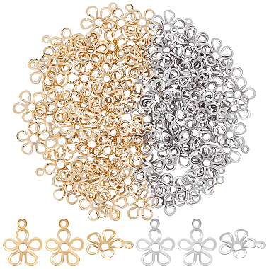 Golden & Stainless Steel Color Flower 304 Stainless Steel Charms