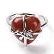 Сердце из драгоценных камней с регулируемым кольцом с бантом(RJEW-P031-02P)-4