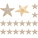 16Pcs Alloy Rhinestone Buttons, Star, 1-Hole, Light Gold, 21.5x22.5x5.5mm, Hole: 2mm(BUTT-FH0001-031A)