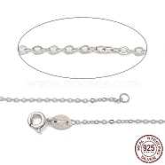 Rhodium Plated 925 Sterling Silver Necklaces, Cable Chains, with Spring Ring Clasps, Thin Chain, Platinum, 16 inch, 1mm(STER-M034-32A)