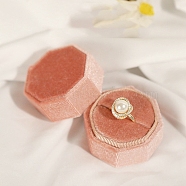 Velvet Ring Boxes, for Wedding, Jewelry Storage Case, Hexagon, PeachPuff, 5x5x4cm(PAAG-PW0012-38A)