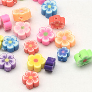 Handmade Polymer Clay Flower Plum Blossom Beads, Mixed Color, 12x4mm, Hole: 2mm(CLAY-Q213-12mm-M)