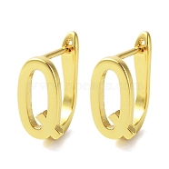 Brass Letter Stud Earrings for Women, Lead Free & Cadmium Free, Real 18K Gold Plated, Letter Q, 15.5x7.5mm(EJEW-A038-01Q-G)