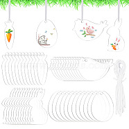 1 Set Transparent Acrylic Blank Big Pendants Decoration, for Easter Party Hanging Decoration, Rabbit/Egg/Carrot/Bird, Clear, 100x53x2mm, Hole: 4.5mm(HJEW-BC0001-48)