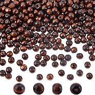 Dyed Natural Wood Beads, Round, Lead Free, Coconut Brown, 8x7mm, Hole: 3mm, 400pcs(WOOD-GO0001-07A)