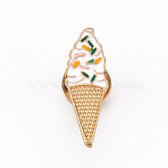 Rack Plating Alloy Enamel Brooches, Enamel Pins, with Brass Butterfly Clutches, Ice Cream, Cadmium Free & Nickel Free & Lead Free, Light Gold, Colorful, 28.5x9.5mm, Pin: 1mm(JEWB-S011-174-NR)