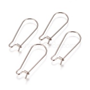 304 Stainless Steel Hoop Earrings Findings Kidney Ear Wires, Stainless Steel Color, 25x10x0.7mm, 21 Gauge(STAS-L216-22B-P)