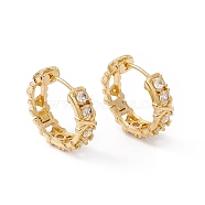 Cubic Zirconia Hinged Hoop Earrings, Real 18K Gold Plated Brass Jewelry for Women, Cadmium Free & Nickel Free & Lead Free, Clear, 21x22x6mm, Pin: 1mm(EJEW-B014-10G)