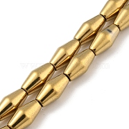 Electroplated Synthetic Non-magnetic Hematite Beads Strands, Bicone, Golden Plated, 6.2~6.5x12~12.5mm, Hole: 1.4mm, about 33pcs/strand, 16.89''(42.9cm)(G-Z032-B02-02B)