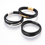 Braided Microfiber PU Leather Cord Multi-strand Bracelets, with 304 Stainless Steel Magnetic Clasps, Mixed Color, 8-1/4 inch(21cm), 4~5mm(BJEW-K206-H)