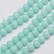 Natural Malaysia Jade Beads Strands, Imitation Amazonite, Round, Dyed, Pale Turquoise, 6mm, Hole: 0.8mm, about 64pcs/strand, 15 inch(X-G-A146-6mm-B07)