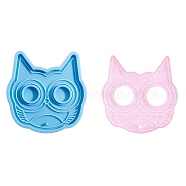 Owl Shape Food Grade DIY Silicone Pendant Molds, Fondant Molds, Baking Molds, Chocolate, Candy, Biscuits, UV Resin & Epoxy Resin Jewelry Making, Sky Blue, 110x106x11mm, Inner Size: 100x96mm, Hole: 2.5mm(SIL-CJC0001-02)