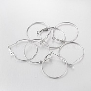 Iron Hoop Earrings, Platinum, 39x35x1.2mm, Pin: 0.79mm(X-E220)