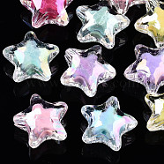 Transparent Acrylic Beads, Bead in Bead, AB Color Plated, Star, Mixed Color, 19x20x11mm, Hole: 3mm, about 280pcs/500g(TACR-N011-001C-03)