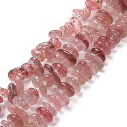 Natural Straswberry Quartz Beads Strands, Chip, 5~18x3~9x2~5mm, Hole: 1mm, about 67~69pcs/strand, 15.55''(39.5~40cm)(G-D480-A14)