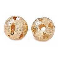 Rack Plating Brass Beads, Long-Lasting Plated, Hollow, Round, Real 14K Gold Plated, 6x5.5mm, Hole: 1.6mm(KK-G455-06A-LG)